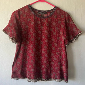 Scotch & Soda Red Paisley Sheer Blouse Size X-Small